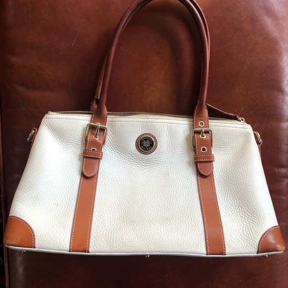 Dooney & Bourke Handbags - Dooney & Bourke Satchel Purse Tote White and Tan